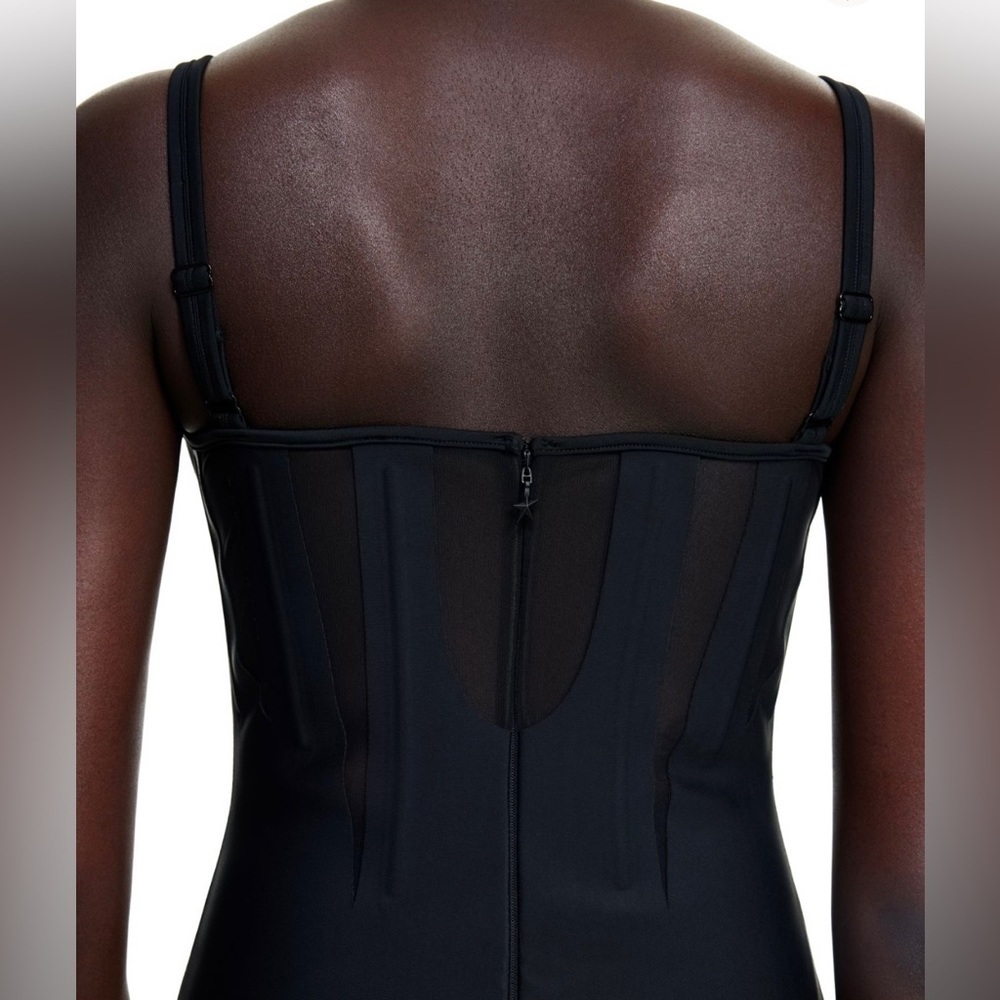 Mugler x H&M Collaboration Sleeveless Black Mini Corset Dress Size XL BodyCon - Picture 4 of 15